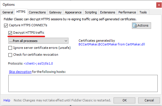 Fiddler Classic HTTPS